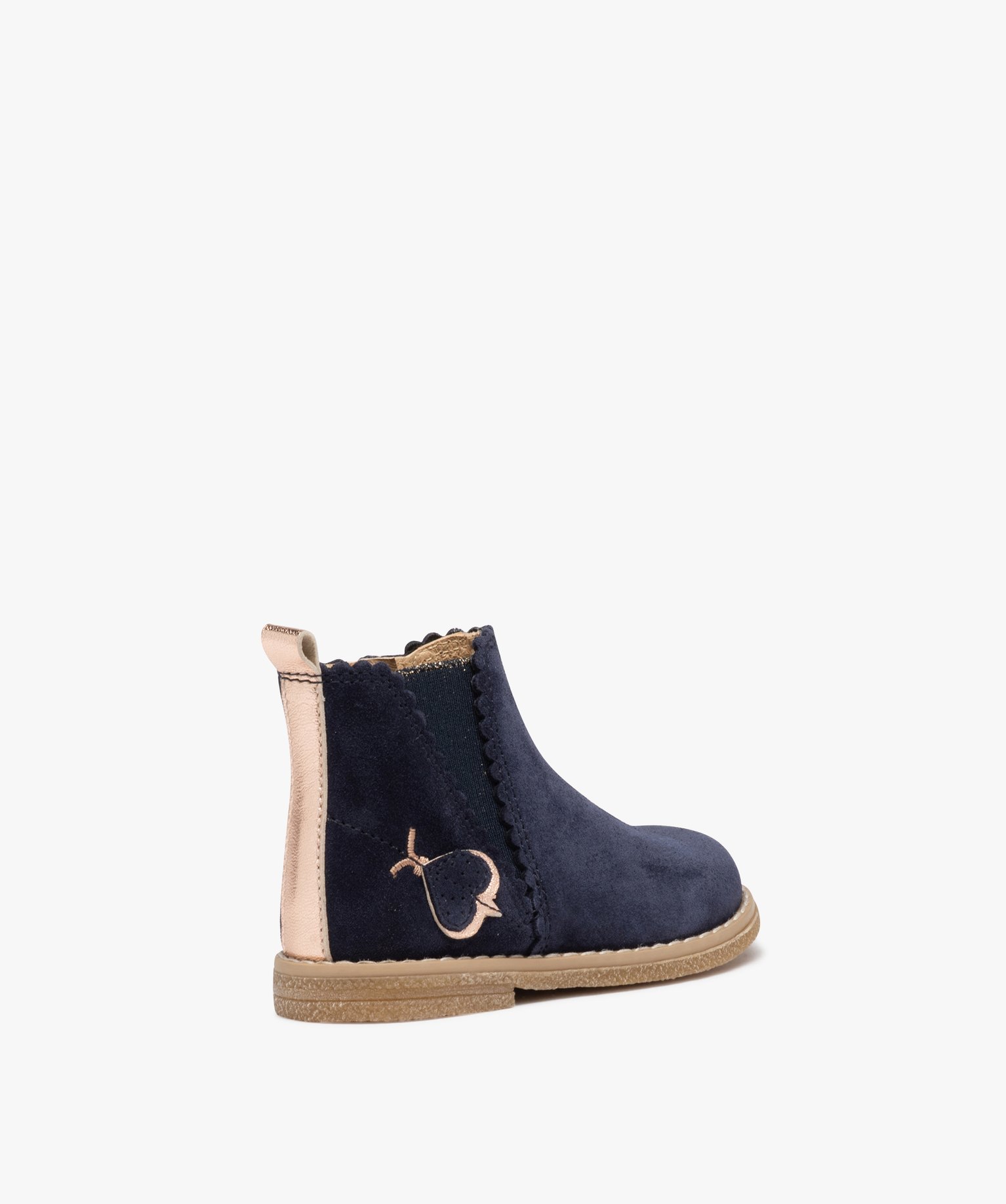 Chaussures en cuir velours avec détails cuivrés bébé fil... marine | GEMO