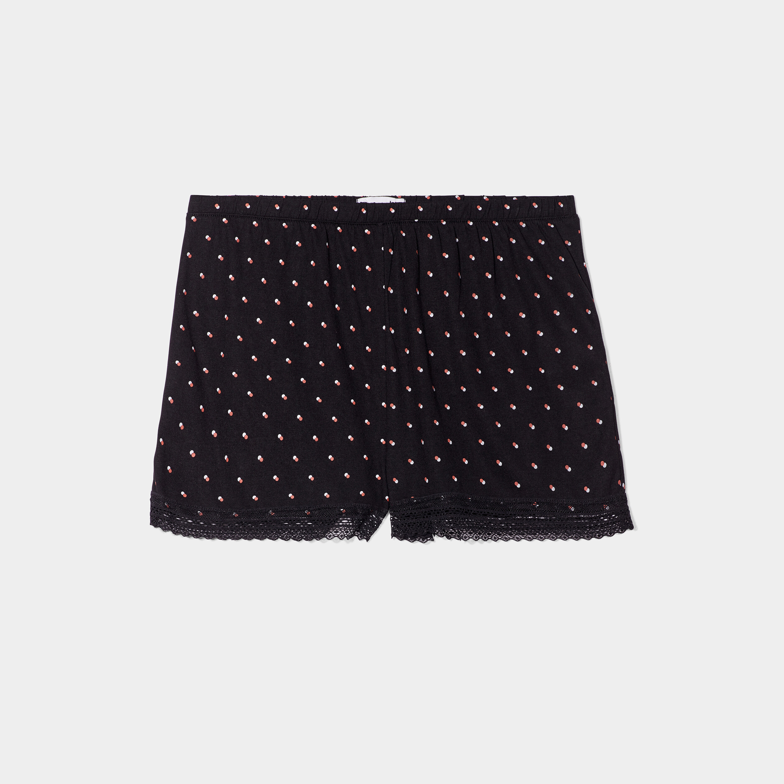 Short de pyjama avec dentelle noir femme | La Halle