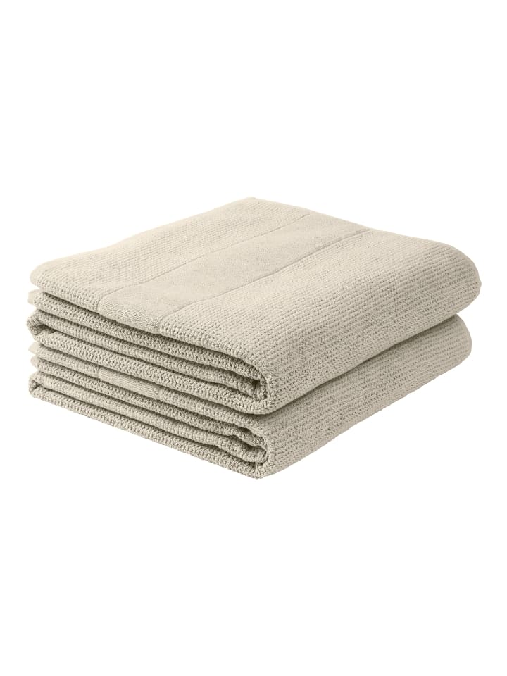 Schiesser 2er-Set: Duschtücher Turin in Helltaupe günstig kaufen 70 x 140 cm