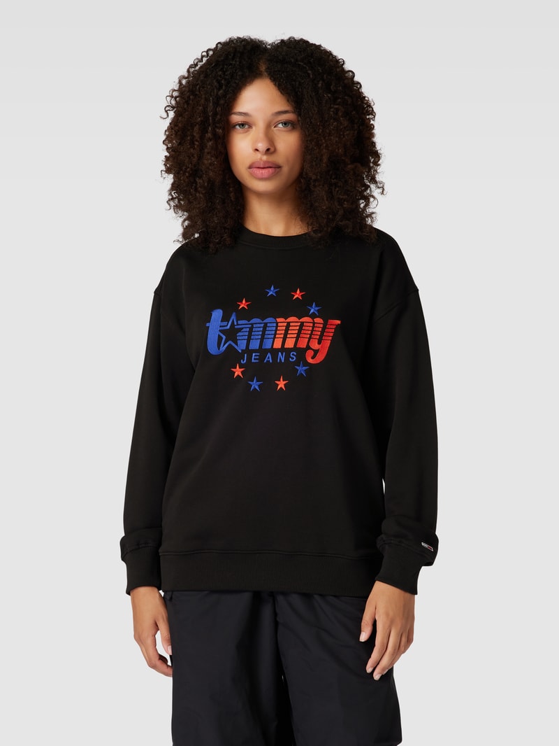 Sweatshirt mit Label-Stitching in schwarz