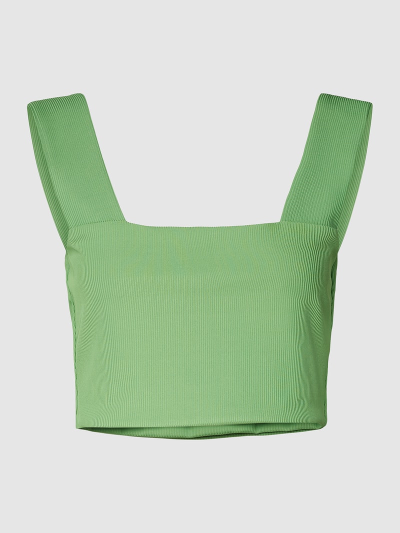 Crop Top in Ripp-Optik in grün