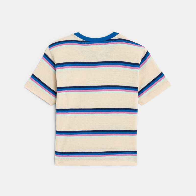 T-shirt bébé garçon rayé bleu à message Catimini