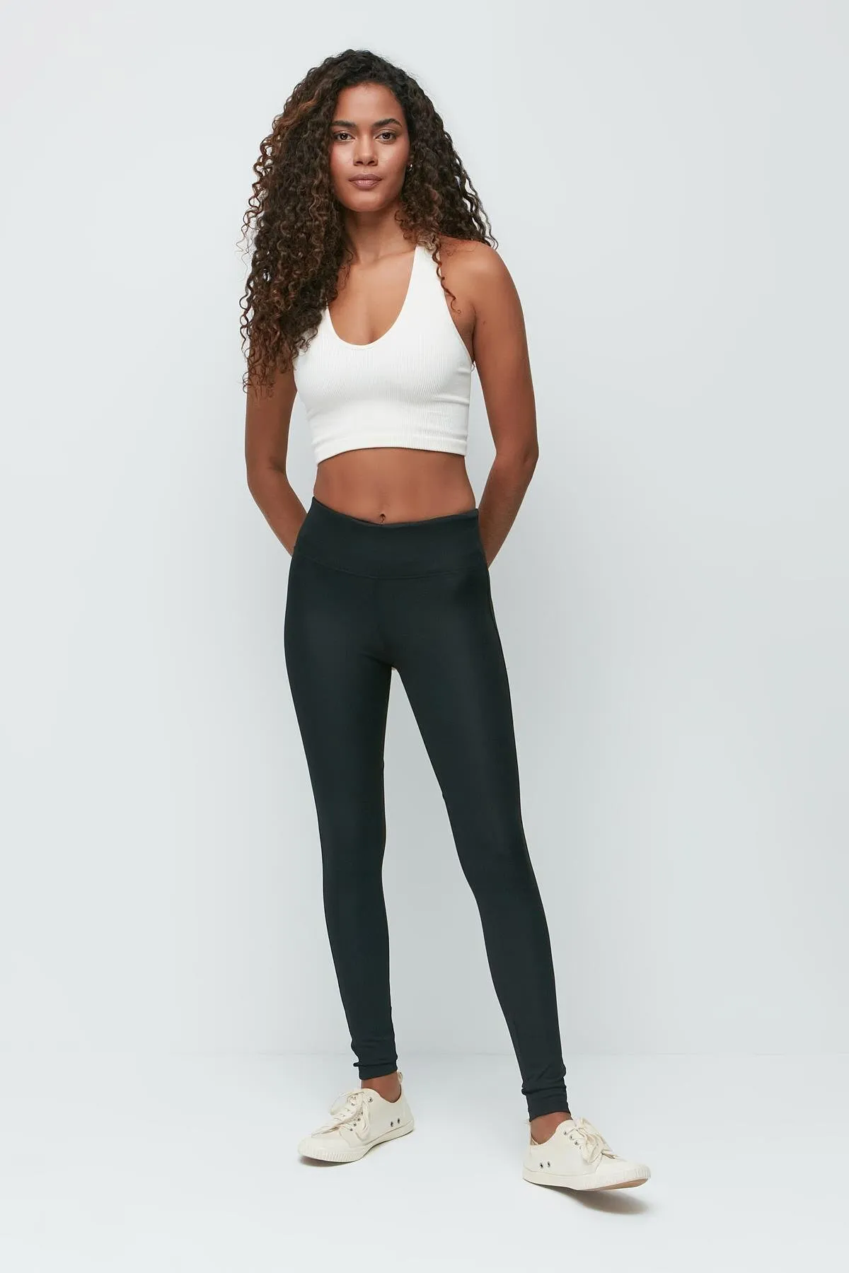 C&City  Lange Pop-Up-Sportleggings mit hoher Taille 9400 Schwarz