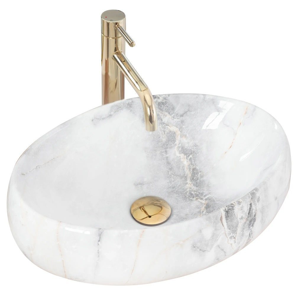 Badezimmer Rea Aufsatzwaschbecken Linda Granit Matt Marmor Naturstein 48,5x34 cm