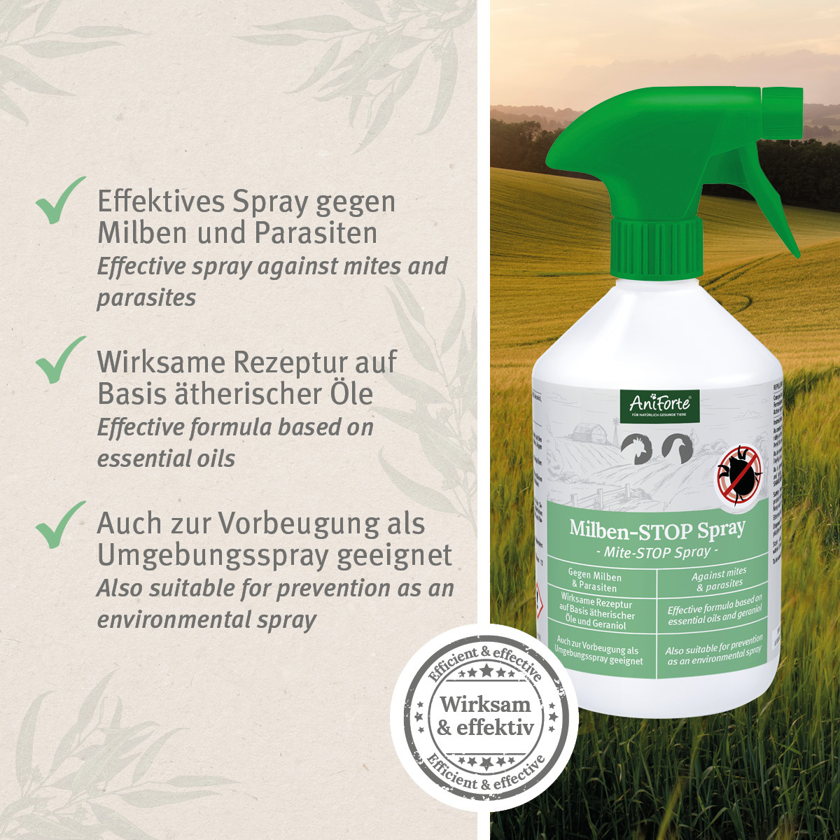 Aniforte Zubehör Aniforte Milben STOP Spray für Hühner & Geflügel 500ml