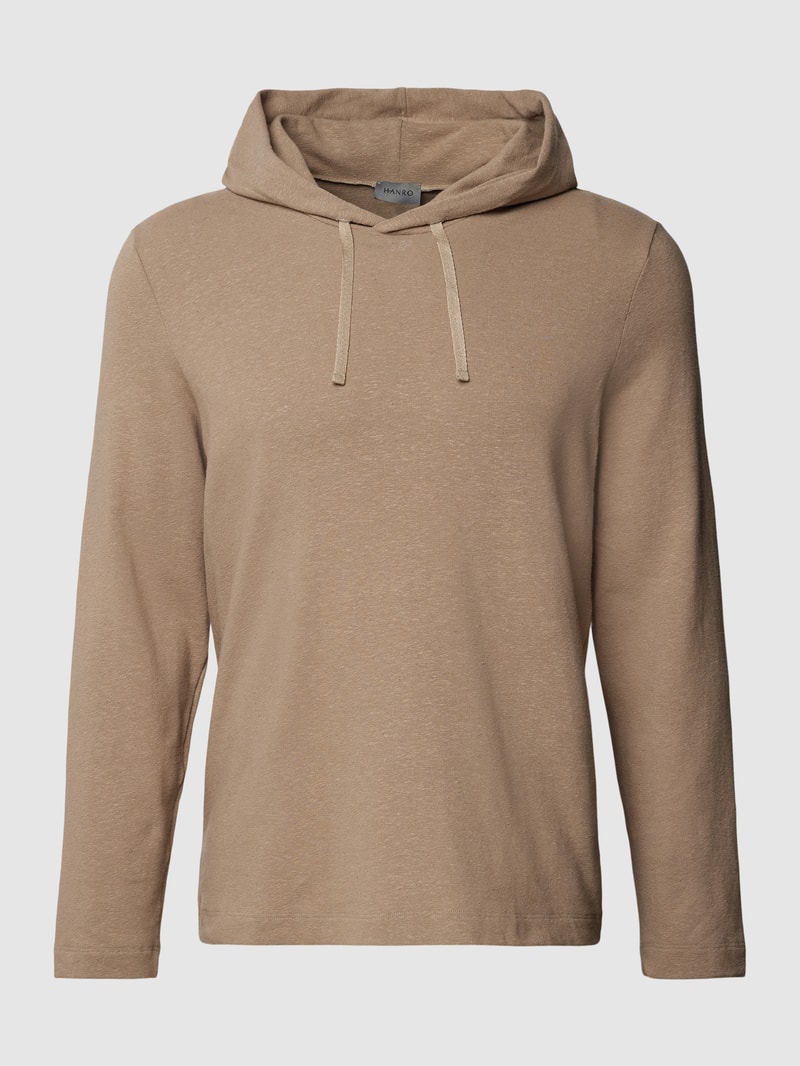Hoodie mit Leinen-Anteil in unifarbenem Design in khaki