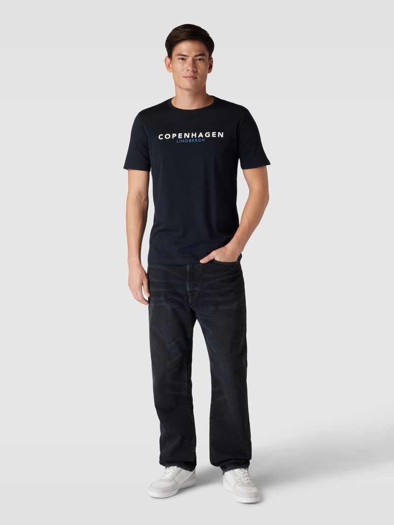 T-Shirt mit Label-Print Modell 'Copenhagen' in marineblau
