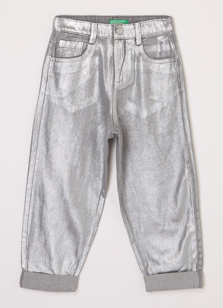 Calça jeans Benetton Tapered com acabamento metálico