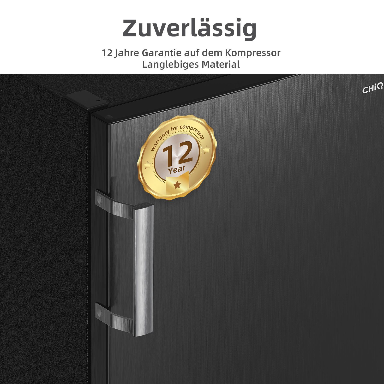 CHiQ Gefrierschrank FSD166NE4E, 144 cm hoch, 54 cm breit, 4 Sterne Gefrierfach, 166L,12 Jahre Garantie auf den Kompressor