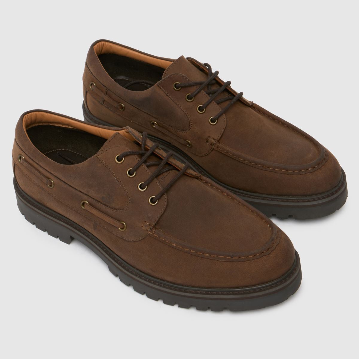 Schuh Patrick bőr fűzős cipő barna színben