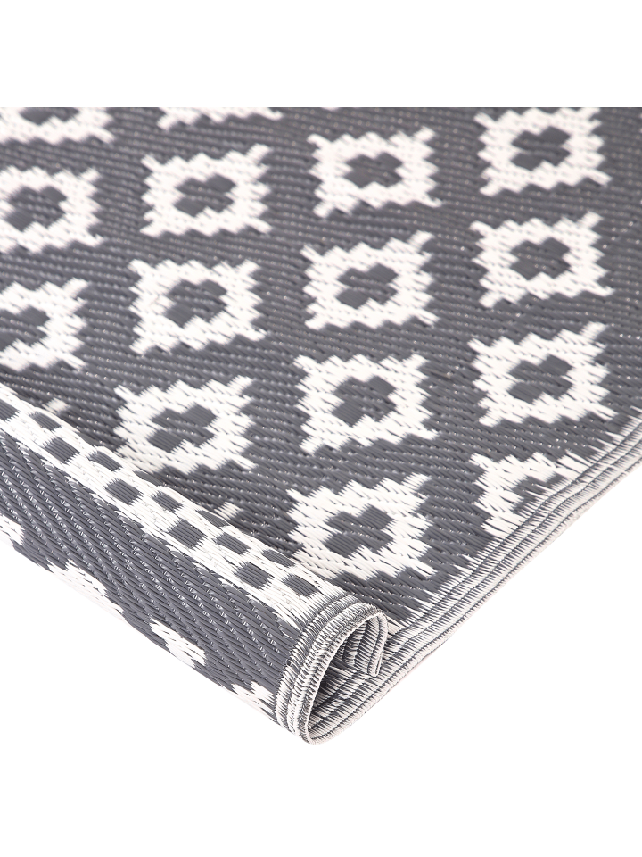 Beliani Outdoorteppich THANE in Grau/Weiß - (W) 120 x (H) 0.5 x (L) 180 cm günstig kaufen onesize