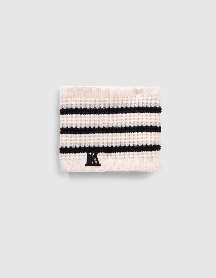 Snood écru tricot lurex à rayures fille