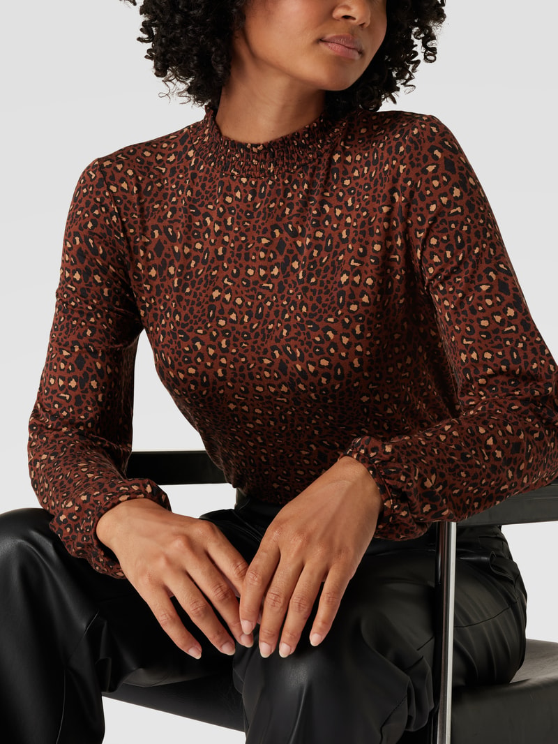 Longsleeve mit Animal-Print in hellbraun