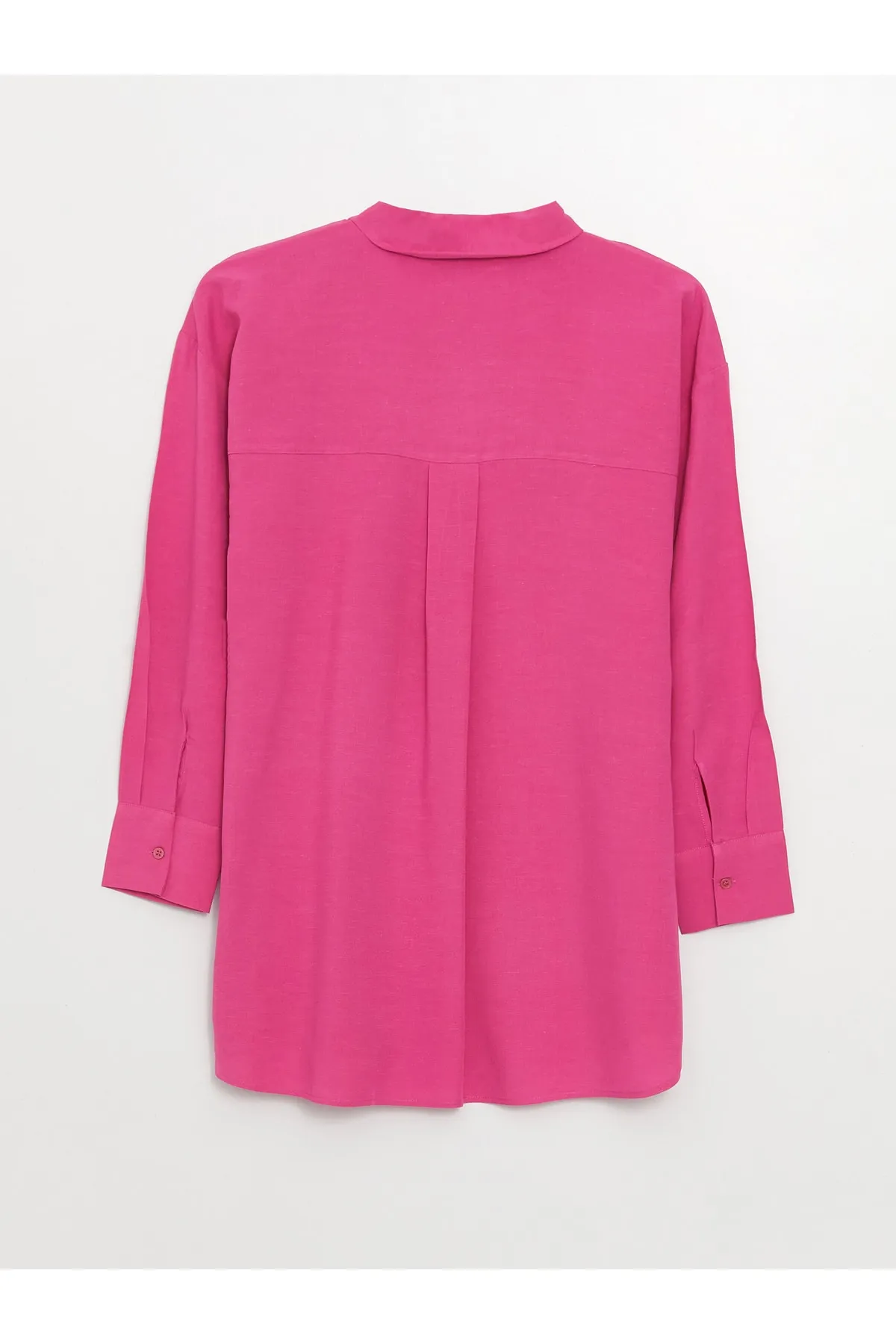 LC Waikiki  Hemdkragen Uni Langarm Leinenmischung Oversize Damen Tunika