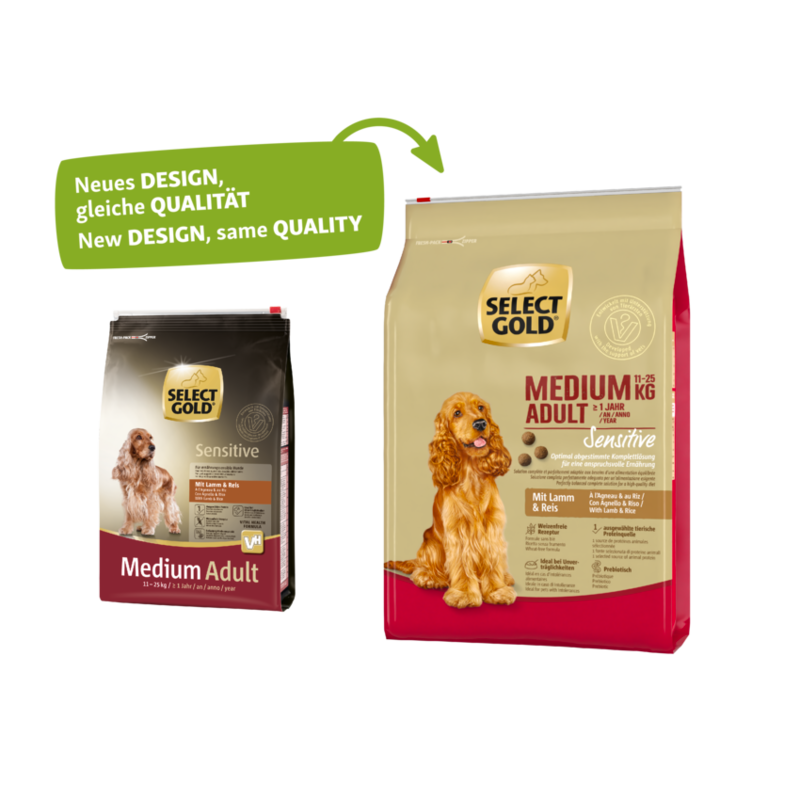 SELECT GOLD Hundetrockenfutter SELECT GOLD Sensitive Adult Medium Lamm & Reis 4 kg