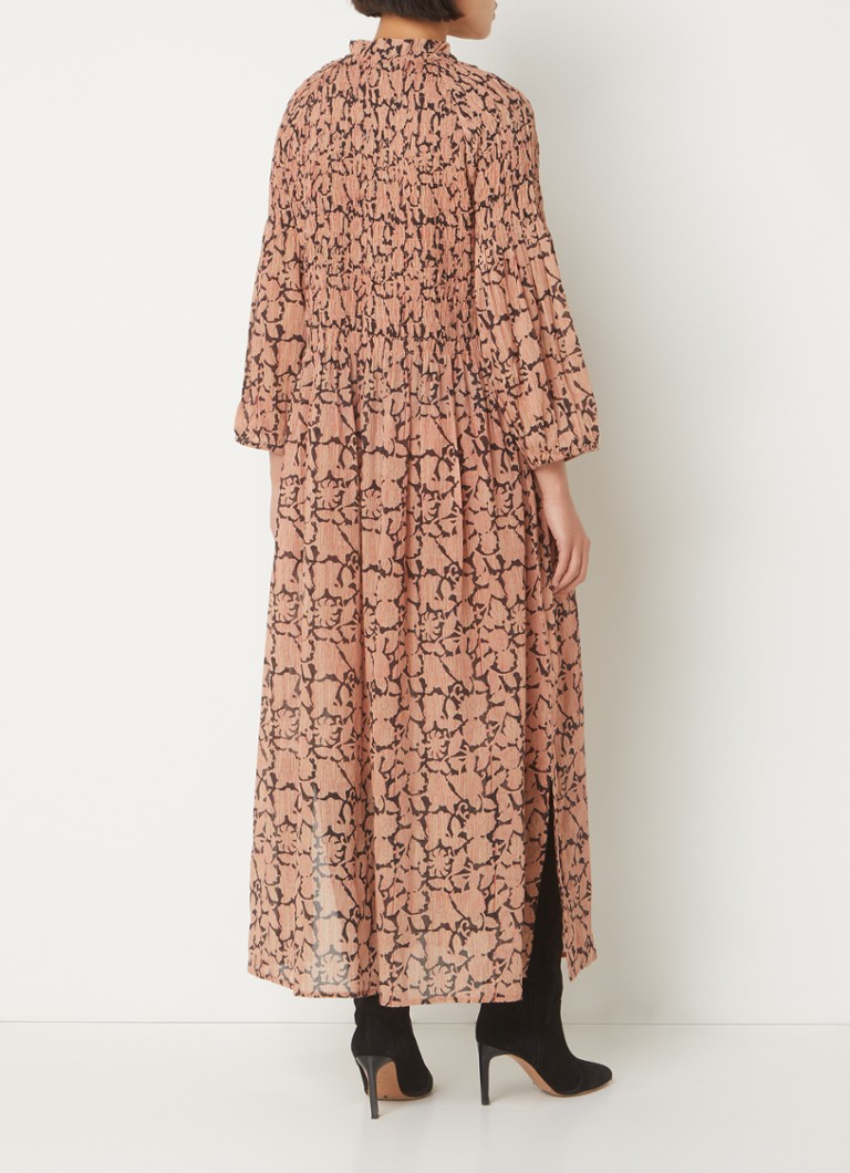 Robe blouse longue Loulou de by-bar, imprimée et smockée