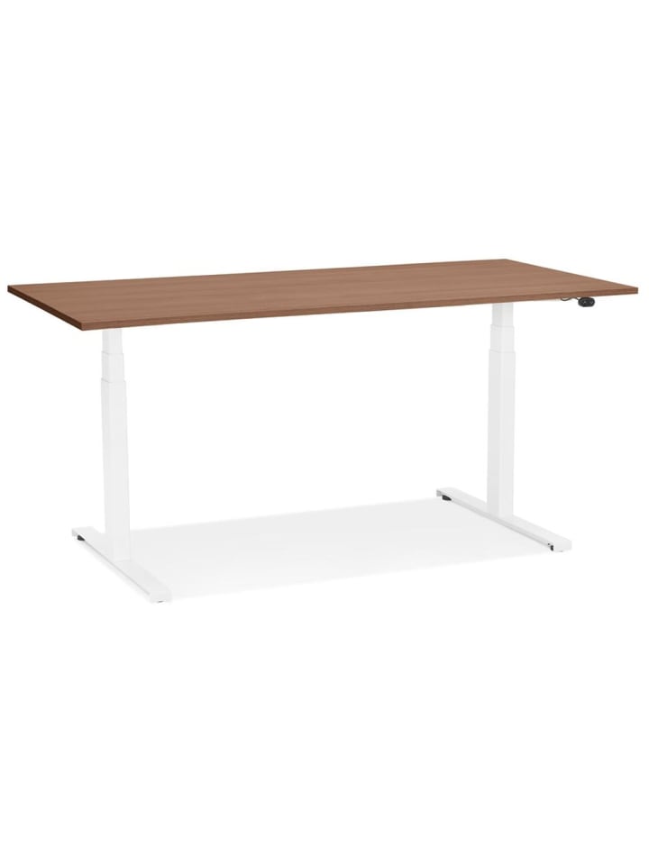 KADIMA DESIGN Schreibtisch 140x70 cm elektrisch höhenverstellbar ergonomisch in Braun-Weiß günstig kaufen