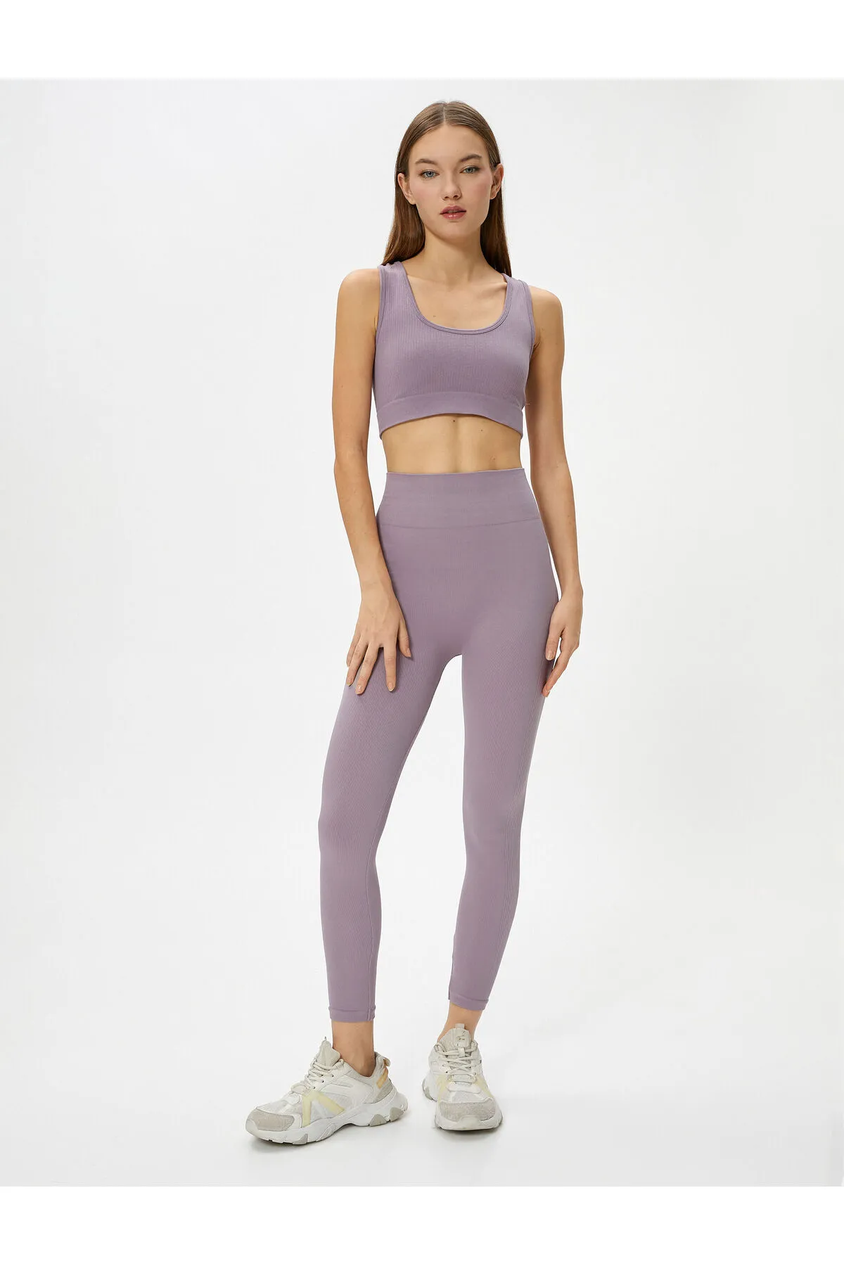 Koton  Sport-BH, nahtlos, U-Ausschnitt, gerippt, schmale Passform