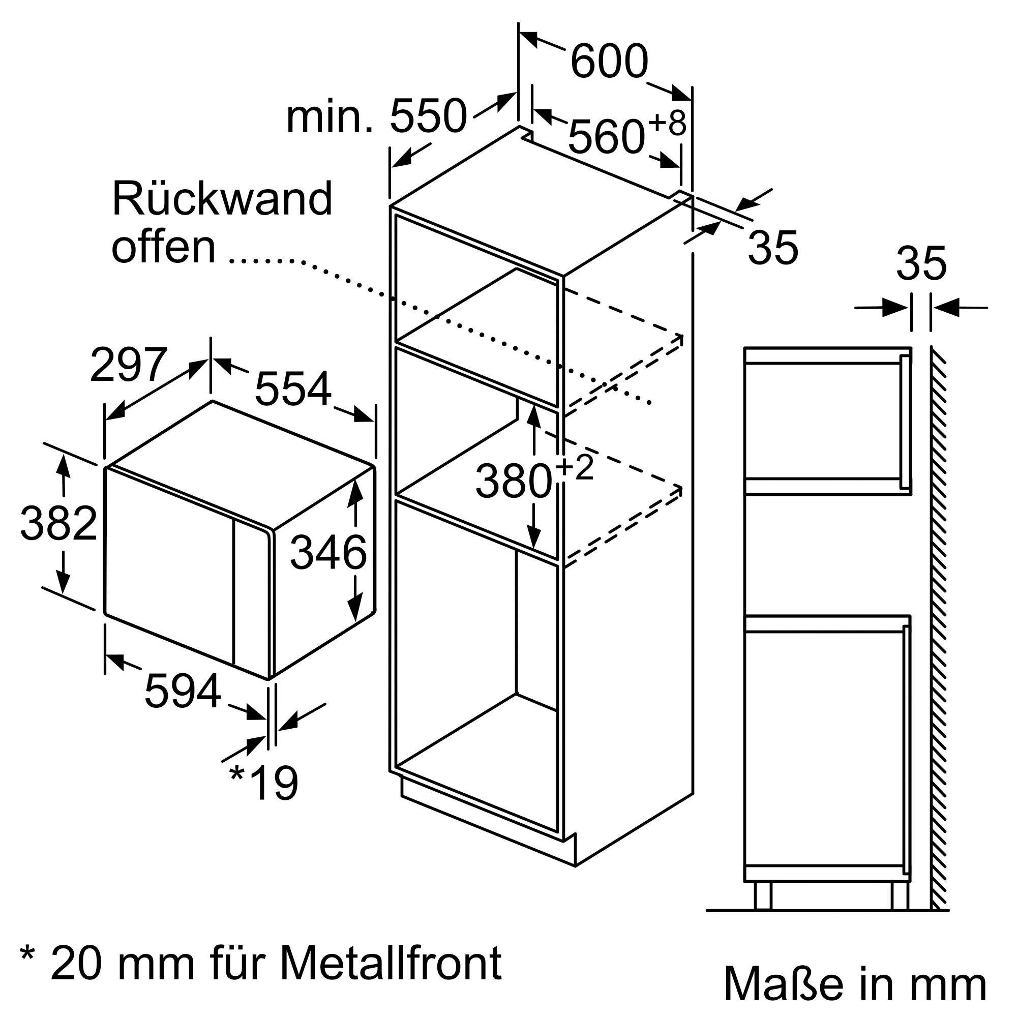 Constructa Einbau-Mikrowelle CC4P91262, Mikrowelle, 20 l