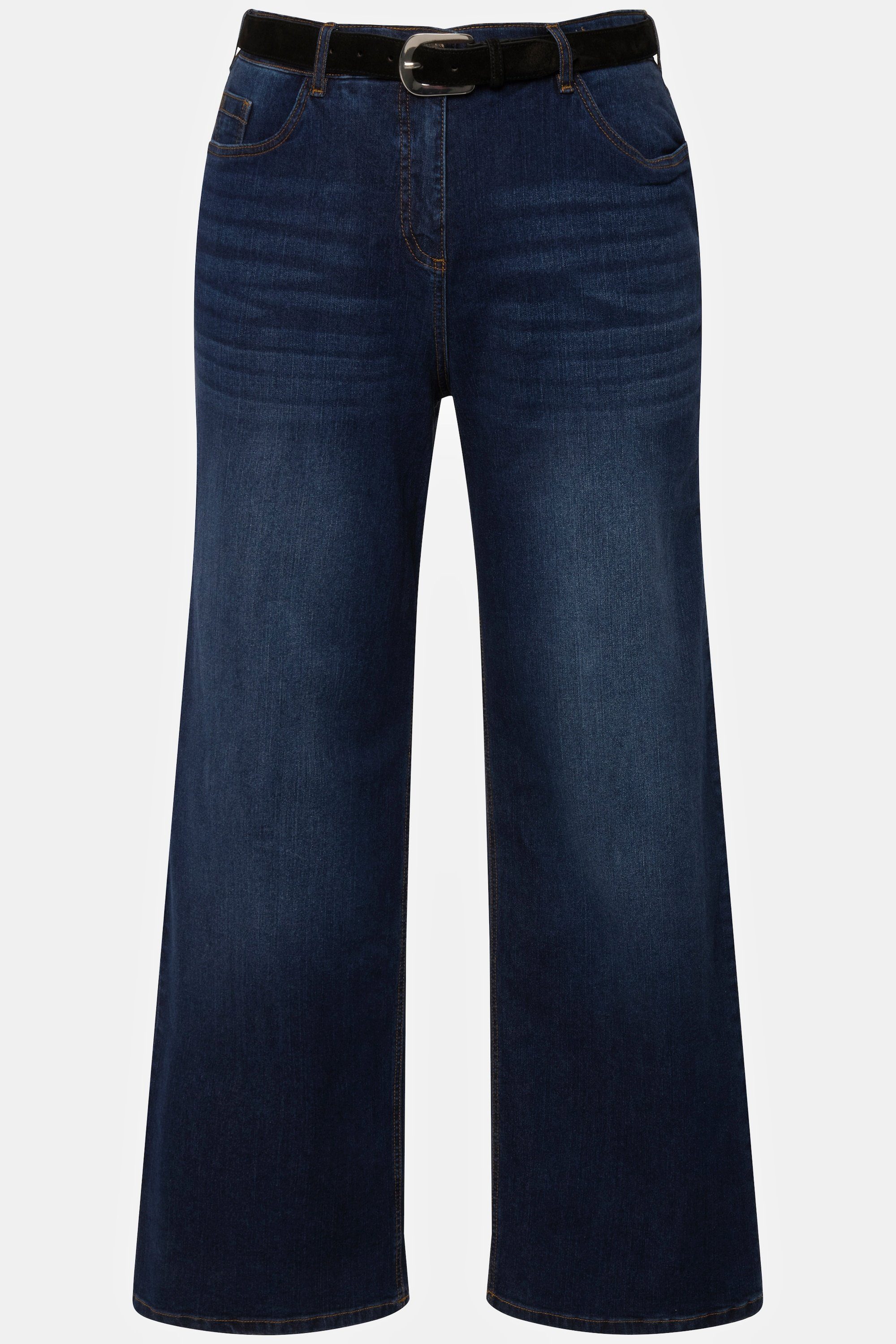 Ulla Popken Funktionshose Jeans Mary weites Bein 5-Pocket-Schnitt