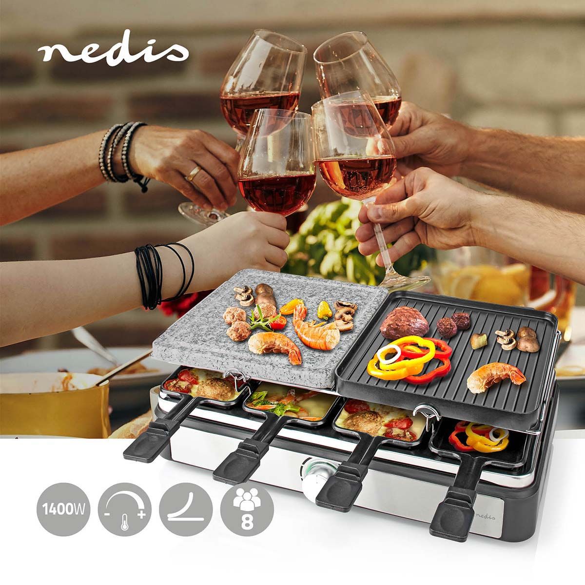 Nedis FCRA300FBK8 Gourmet Raclette