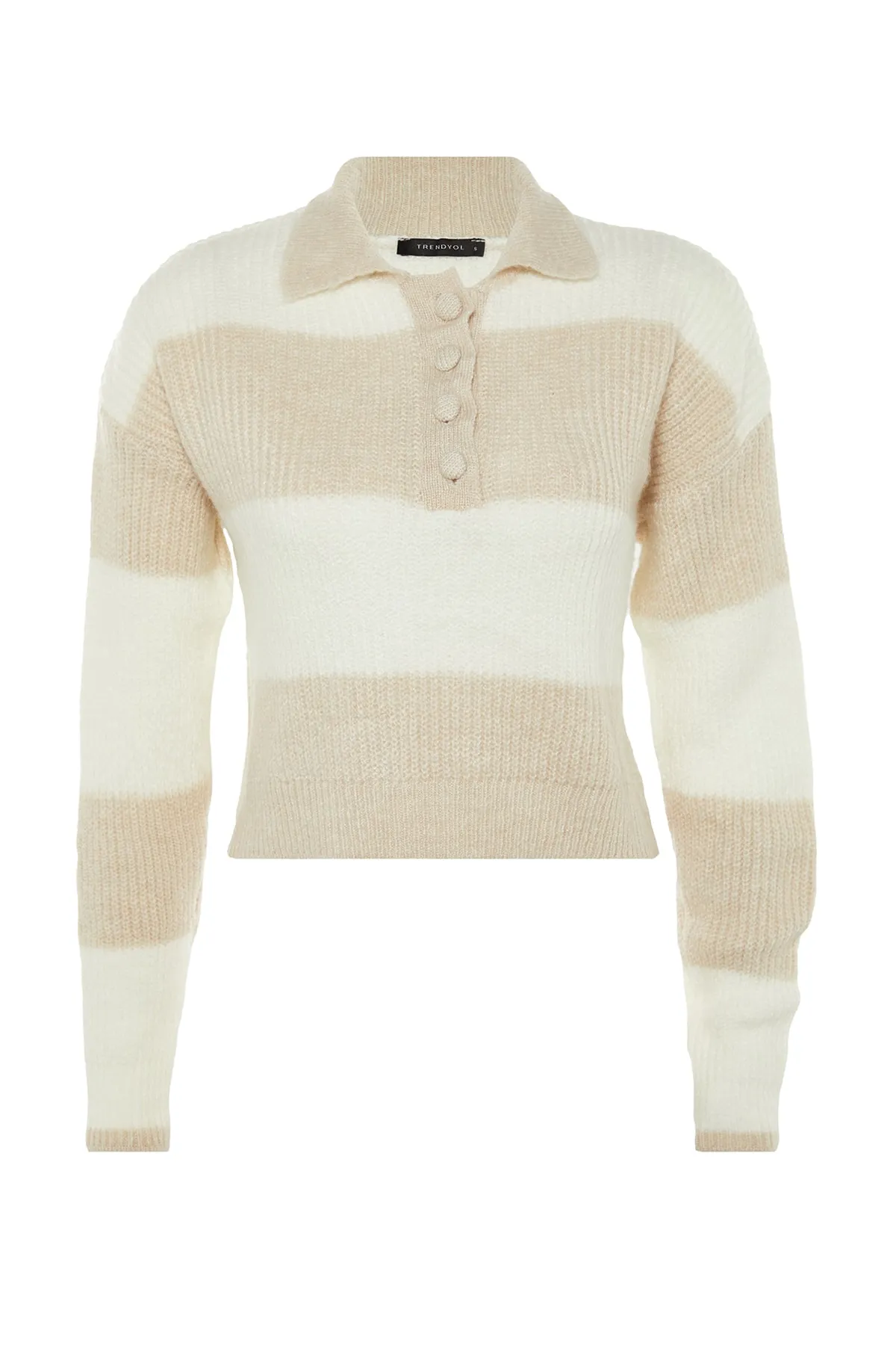 Trendyol Collection  Steinfarbener, weich strukturierter Strickpullover mit Farbblockdesign TWOAW22KZ0226