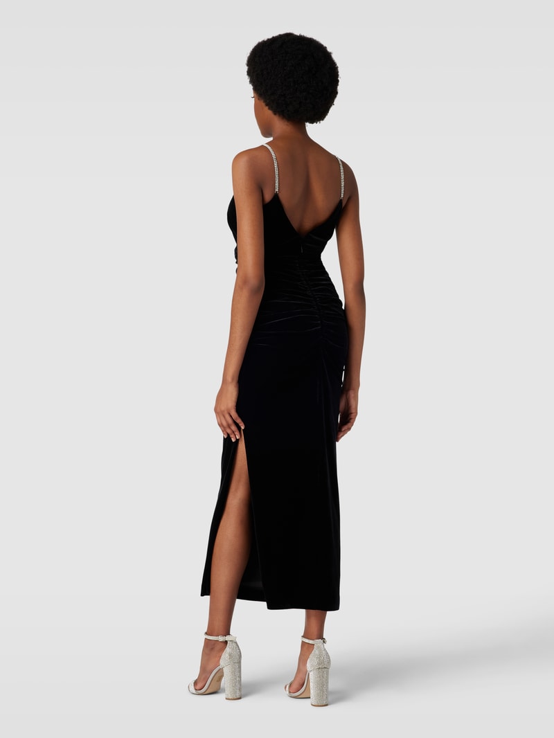Abendkleid mit V-Ausschnitt in schwarz