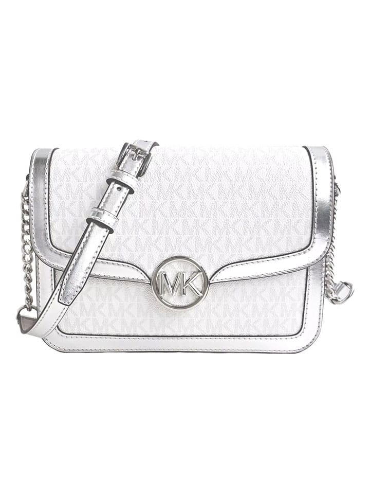 Michael Kors Leder-Umhängetasche in Weiß/ Silber - (B)23 x (H)18 x (T)6 cm günstig kaufen onesize