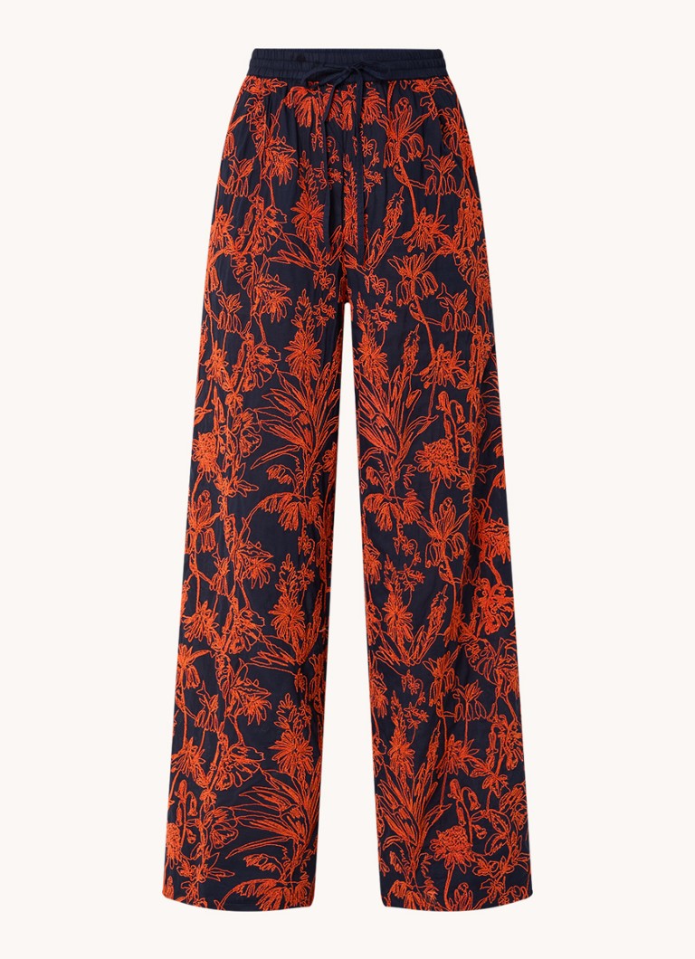 Pantaloni cu talie înaltă și croială largă Antwerp Gaura, cu broderie