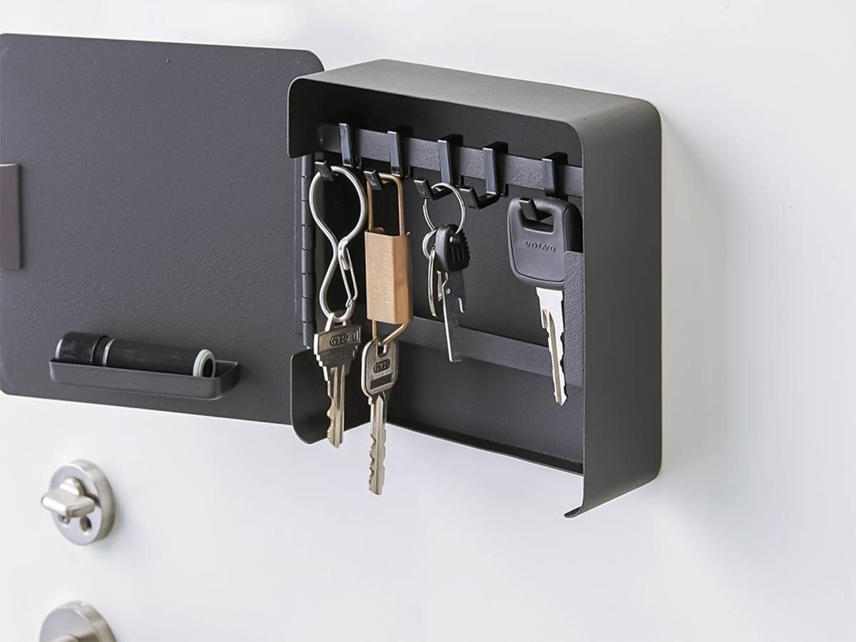 Yamazaki Schlüsselkasten Tower, magnetisch, Schlüsselschrank, Schlüsselbrett, 5 Haken, Metall