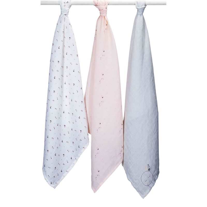 Lot de 3 langes coton bio Miss fleur de lune