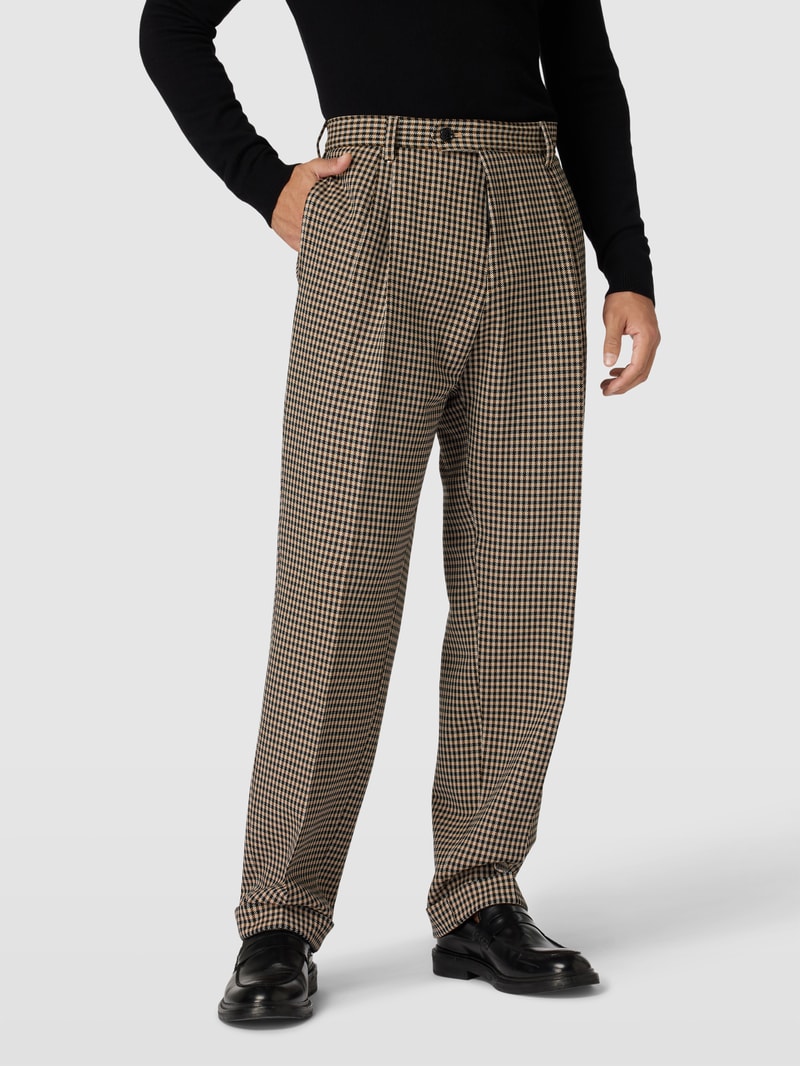 Slim Fit Anzughose mit Bügelfalten Modell 'Fraye' in beige