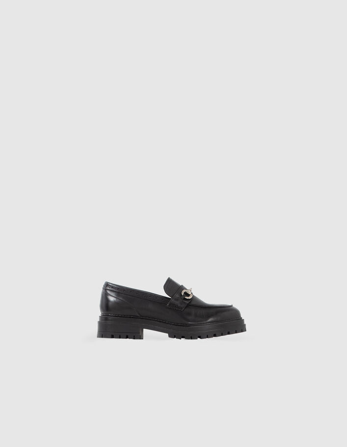 Mocassins noirs cuir semelles crantées Femme