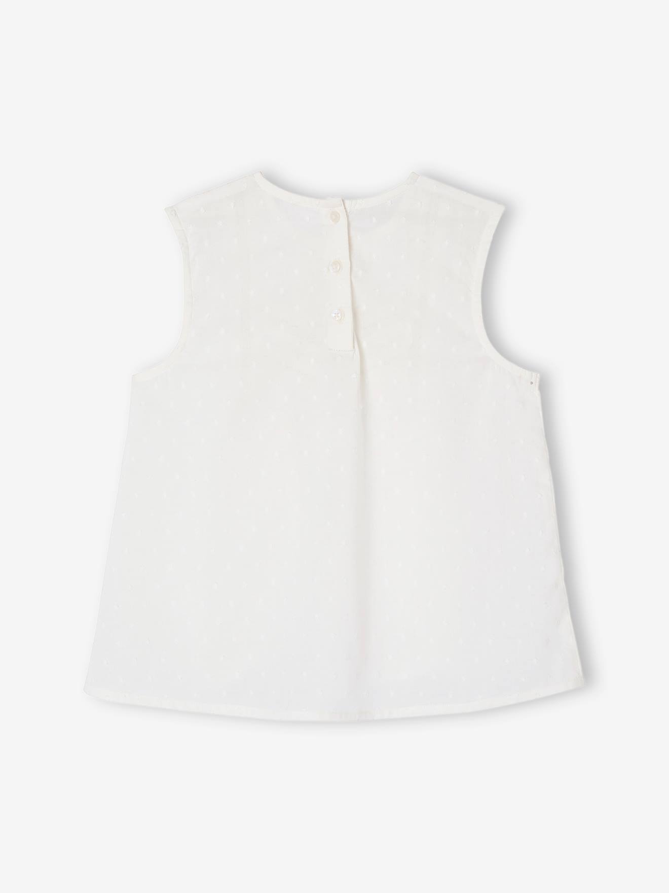 Vertbaudet Ärmellose Mädchen Bluse - wollweiß