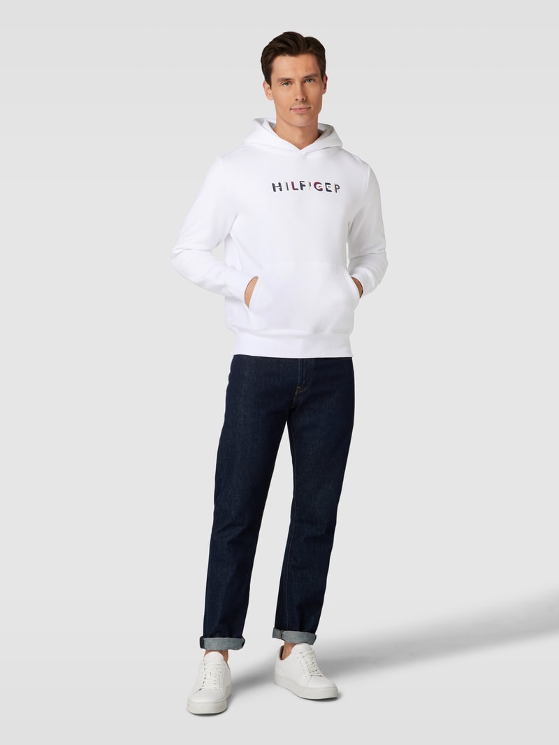 Hoodie mit Label-Print in weiß