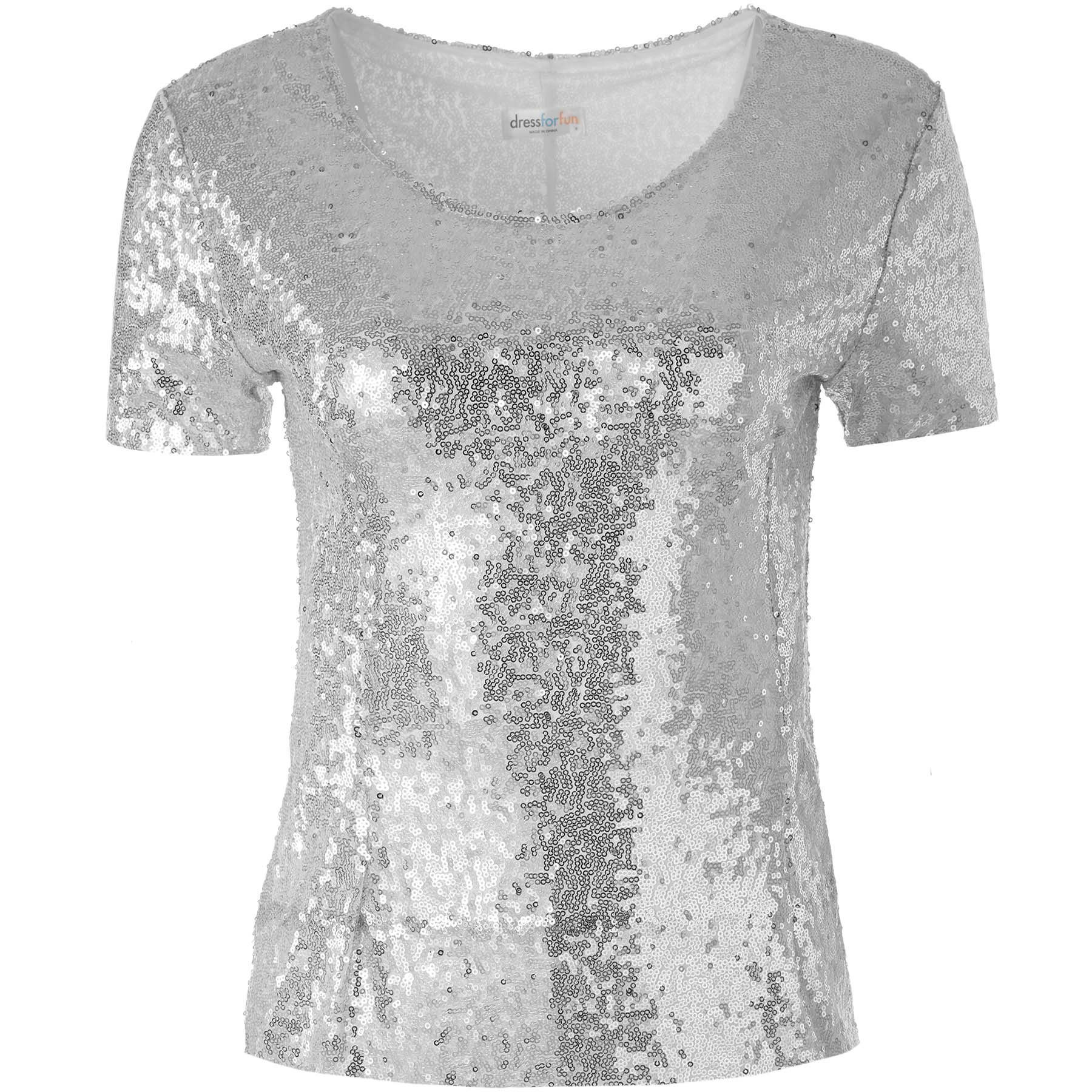 dressforfun T-Shirt Pailletten-Kurzarm-Shirt Rundhals