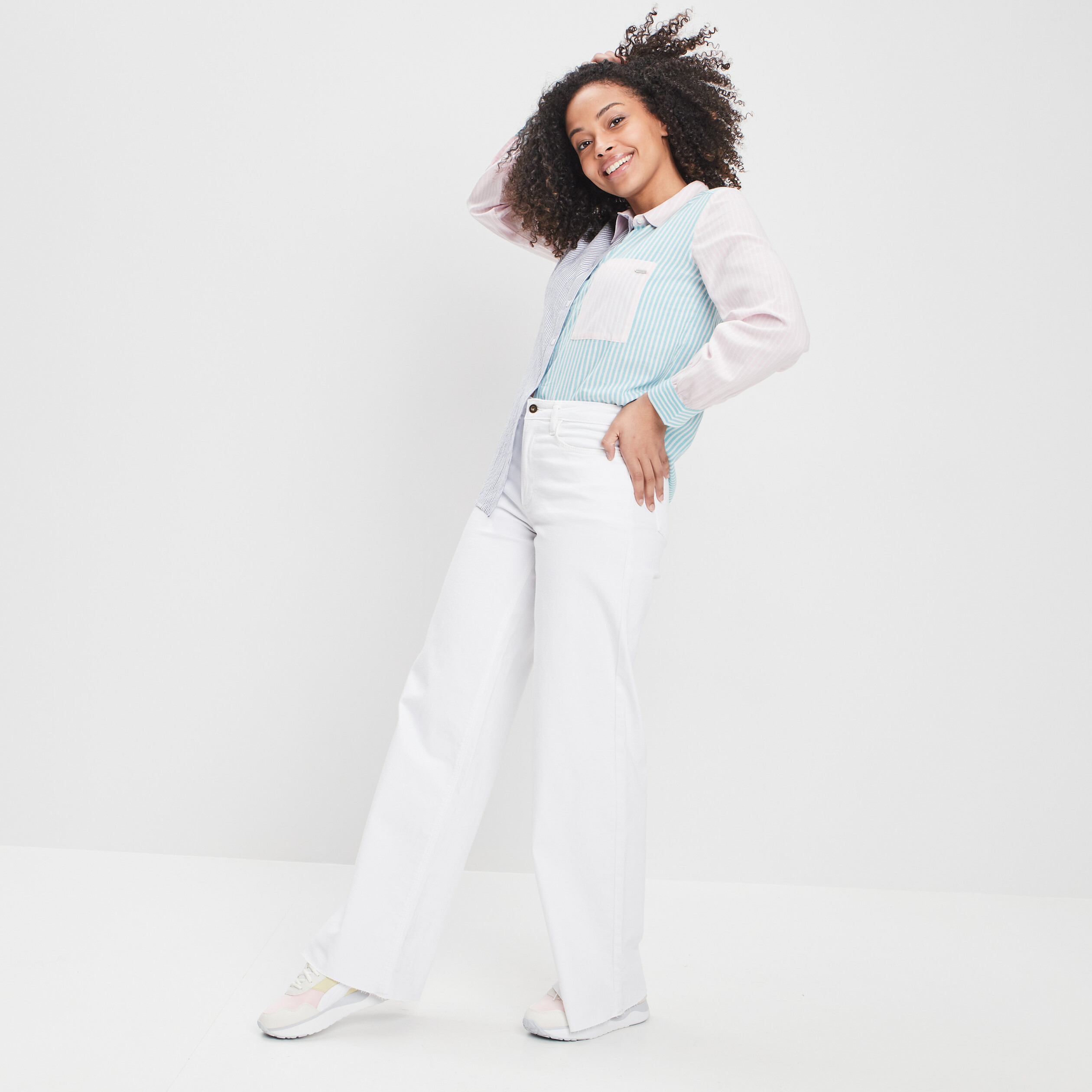 Pantalon large ivoire femme | La Halle
