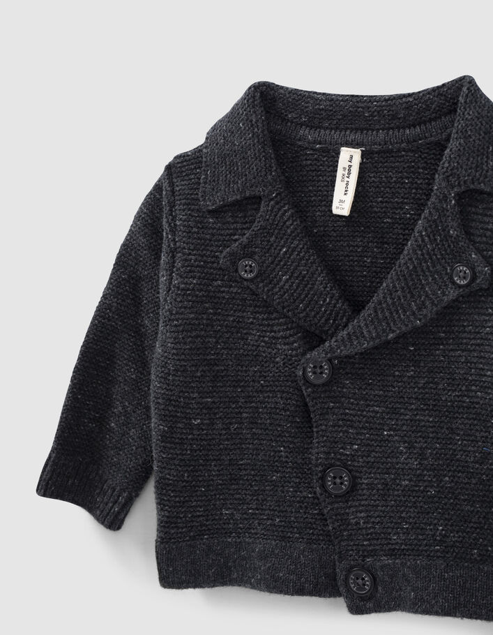 Cardigan gris chiné esprit motard tricot coton bio bébé
