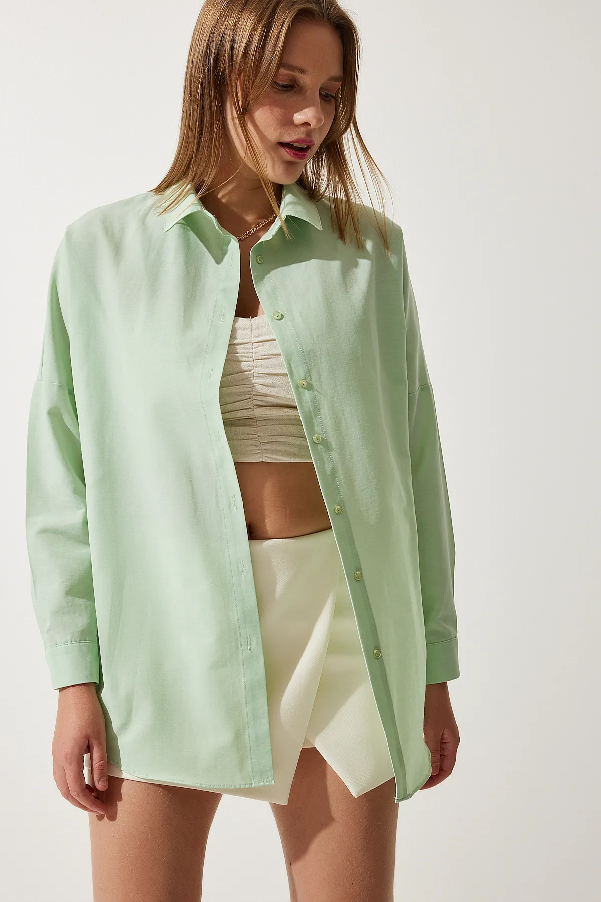 Happiness İstanbul  Hemd - Grün - Oversized