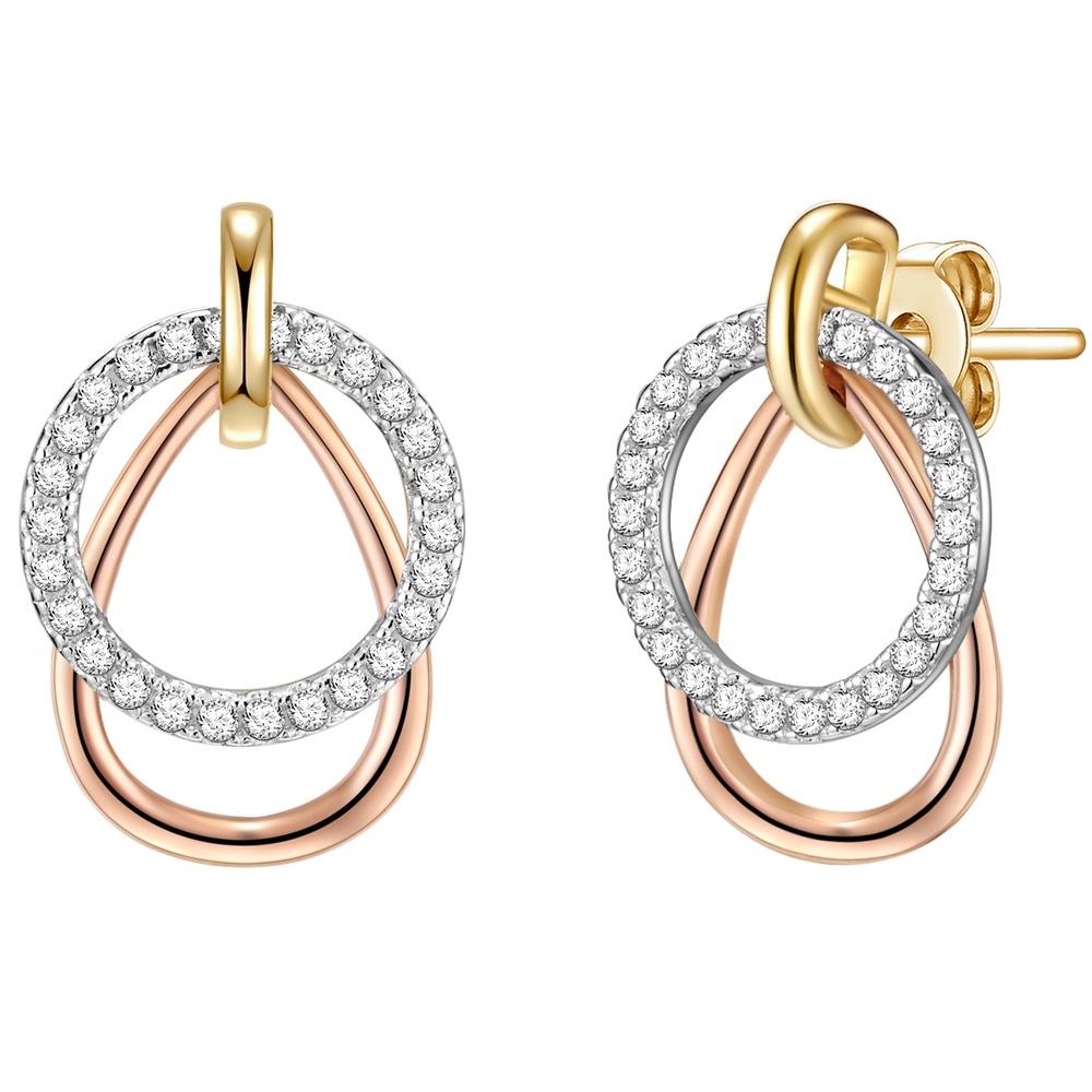 Rafaela Donata Puces d'oreilles en argent Argent sterling Oxyde de zirconium (CZ) en Or jaune Boucles d'oreilles