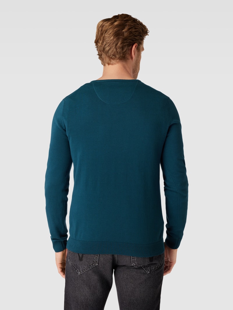 Strickpullover mit V-Ausschnitt Modell 'SEASONAL' in petrol