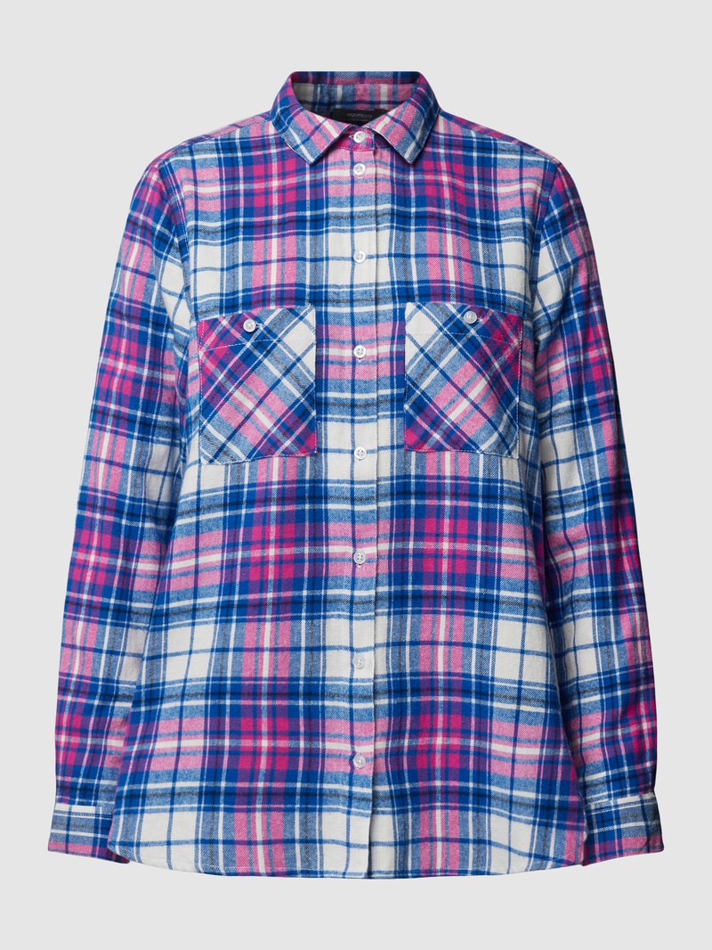 Flanellbluse mit Brusttaschen in himmelblau