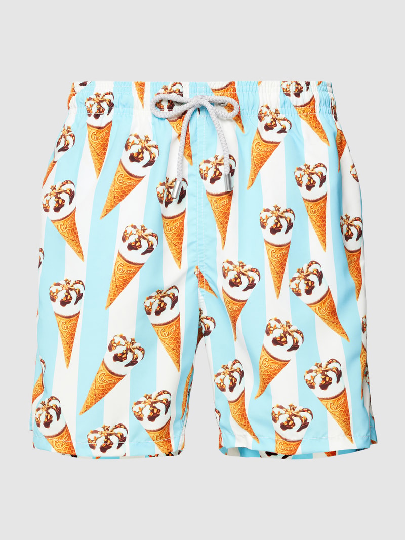 Badehose mit Allover-Print Modell 'GUSTAVIA' in türkis