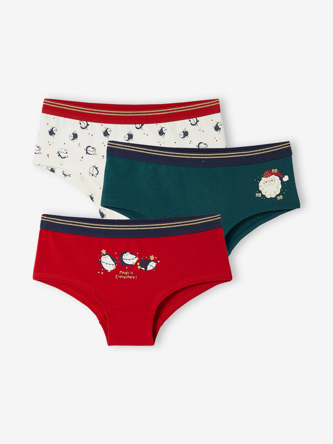 Lot de 3 shorties Noël fille rouge