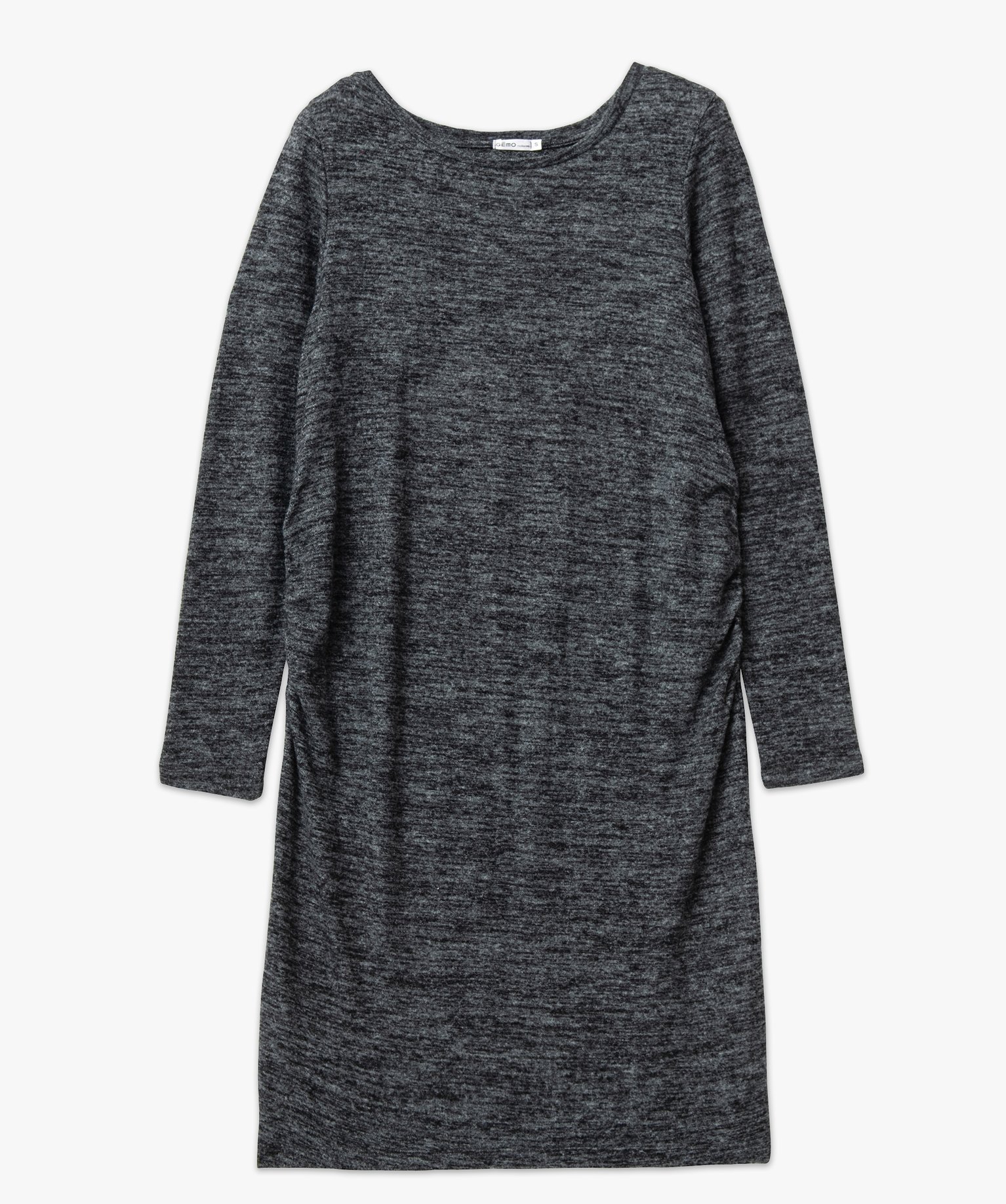 Robe de maternité à manches longues en maille gris | GEMO