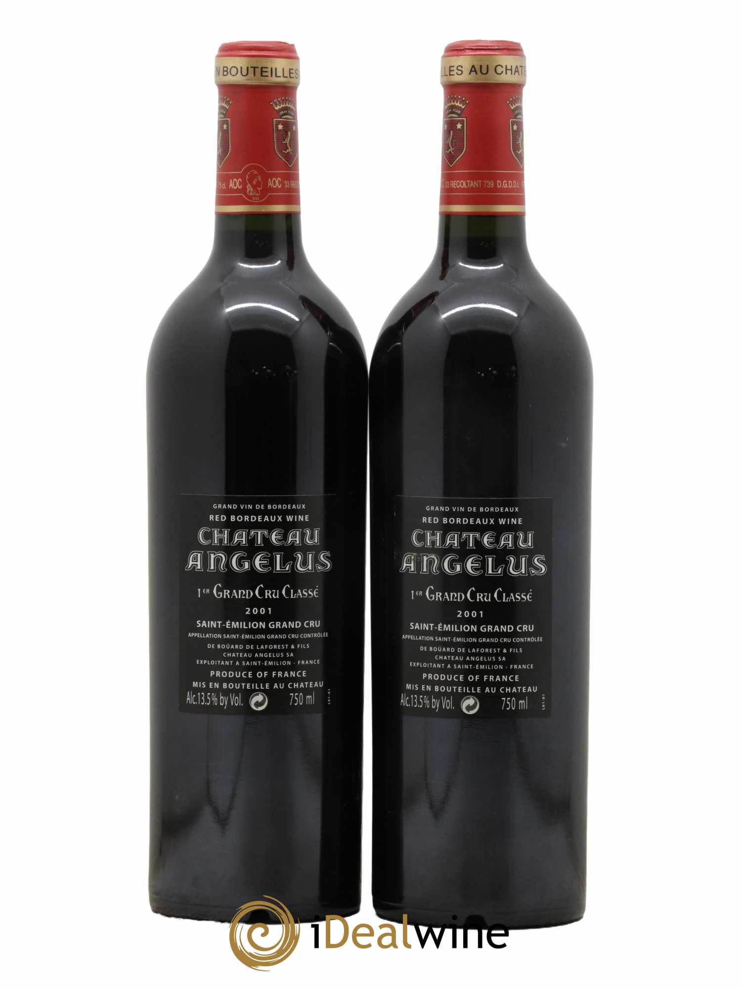 Château Angélus 1er Grand Cru Classé A  2001 - Lot de 2 Bouteilles