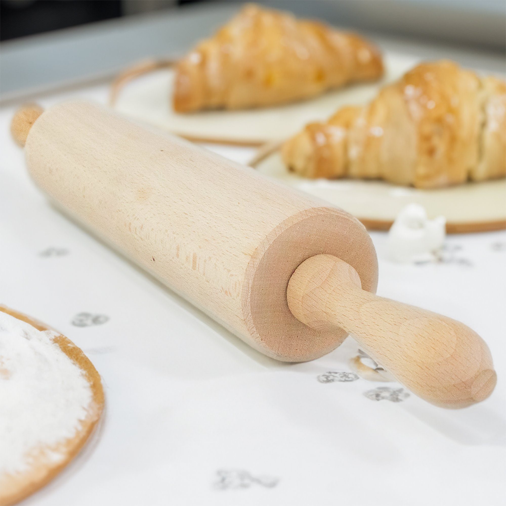 SOHFA Nudelholz 43cm stabiler Ausroller für Teig und Fondant Buchenholz, (ein Nudelholz, 1-tlg., 1er Set), hergstellt in Europa