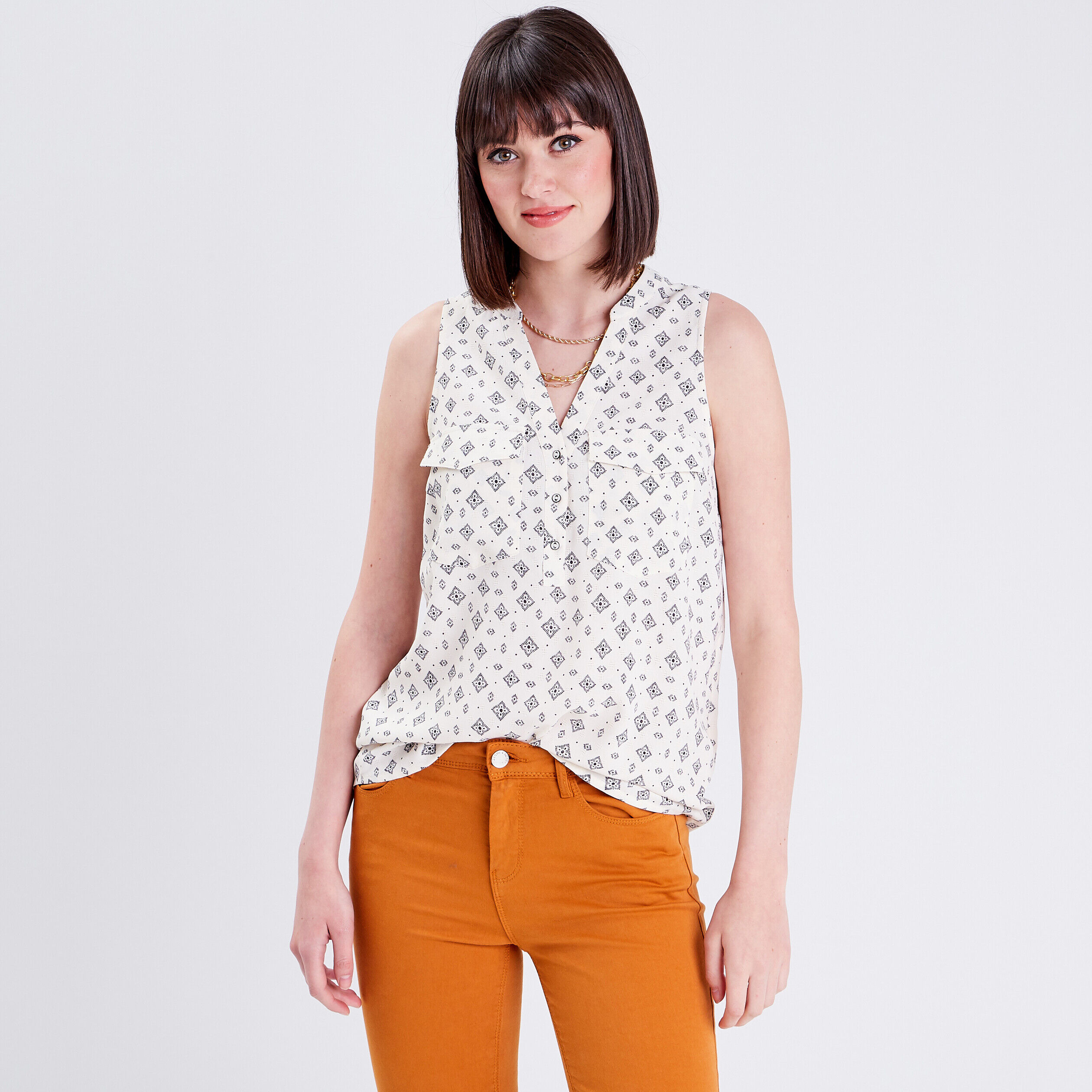 Blouse sans manches blanc femme | Cache Cache