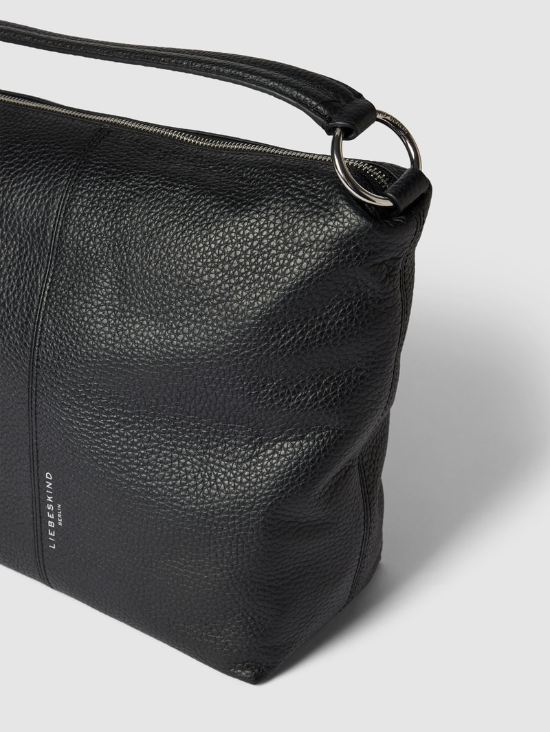 Hobo Bag mit Label-Detail Modell 'AISSA' in schwarz
