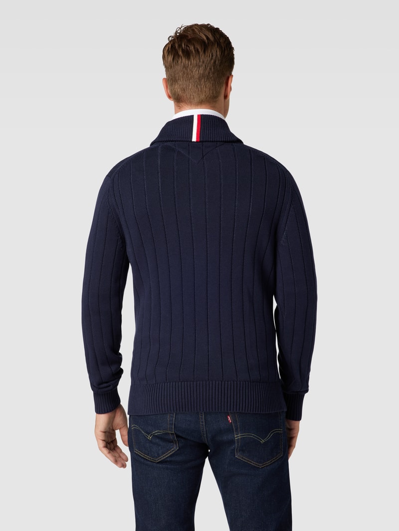 Strickjacke mit Schalkragen in marineblau